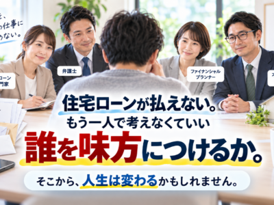 住宅ローンが払えない。もう一人で考えなくていい　誰を味方につけるかから考えてください