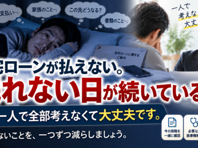 住宅ローンが払えない。眠れない日が続いている　家のことより、まず今のあなたを大切にしてください