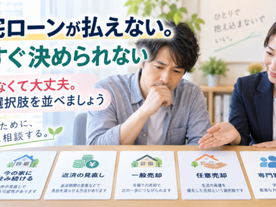 住宅ローンが払えない。今すぐ決められない　決める前に、選択肢を一緒に並べましょう