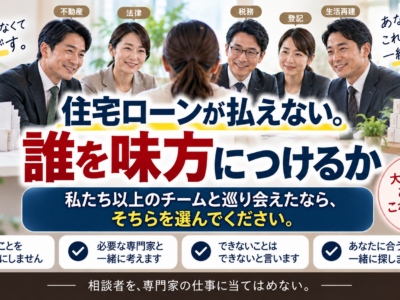 住宅ローンが払えない。誰を味方につけるか　私たち以上のチームと巡り会えたなら、そちらを選んでください
