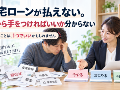 住宅ローンが払えない。何から手をつければいいか分からない　まず順番を一緒に決めます